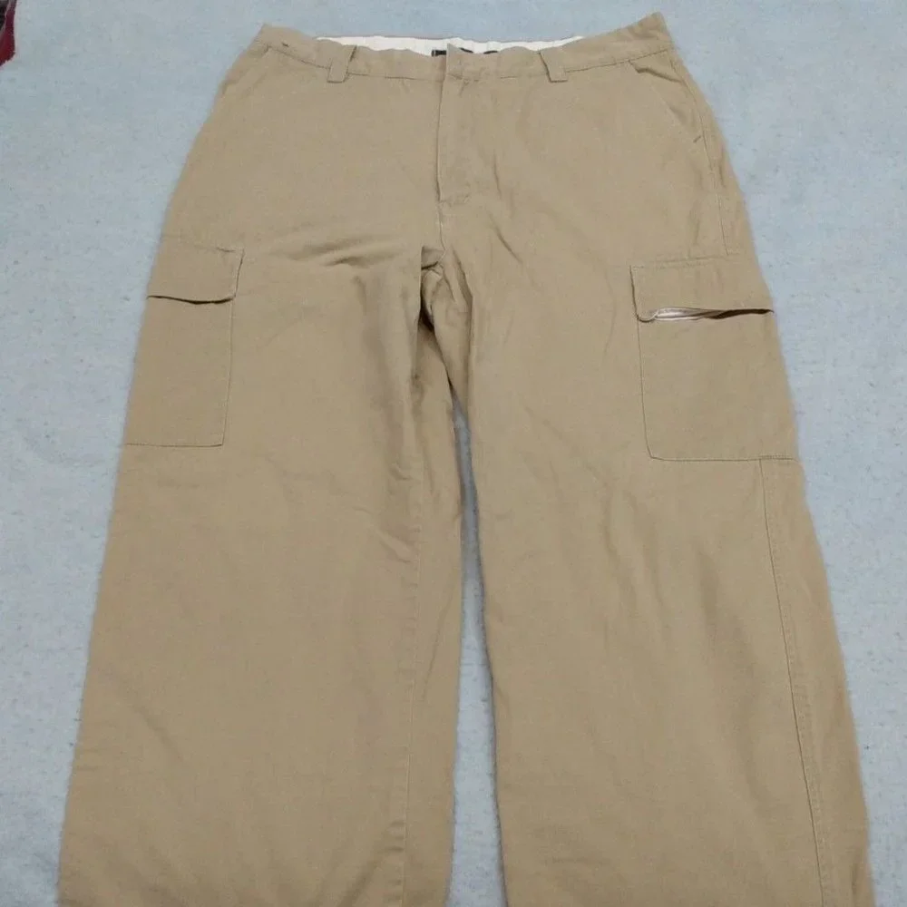 Wide Leg Khaki Cargo Pants - Nautica